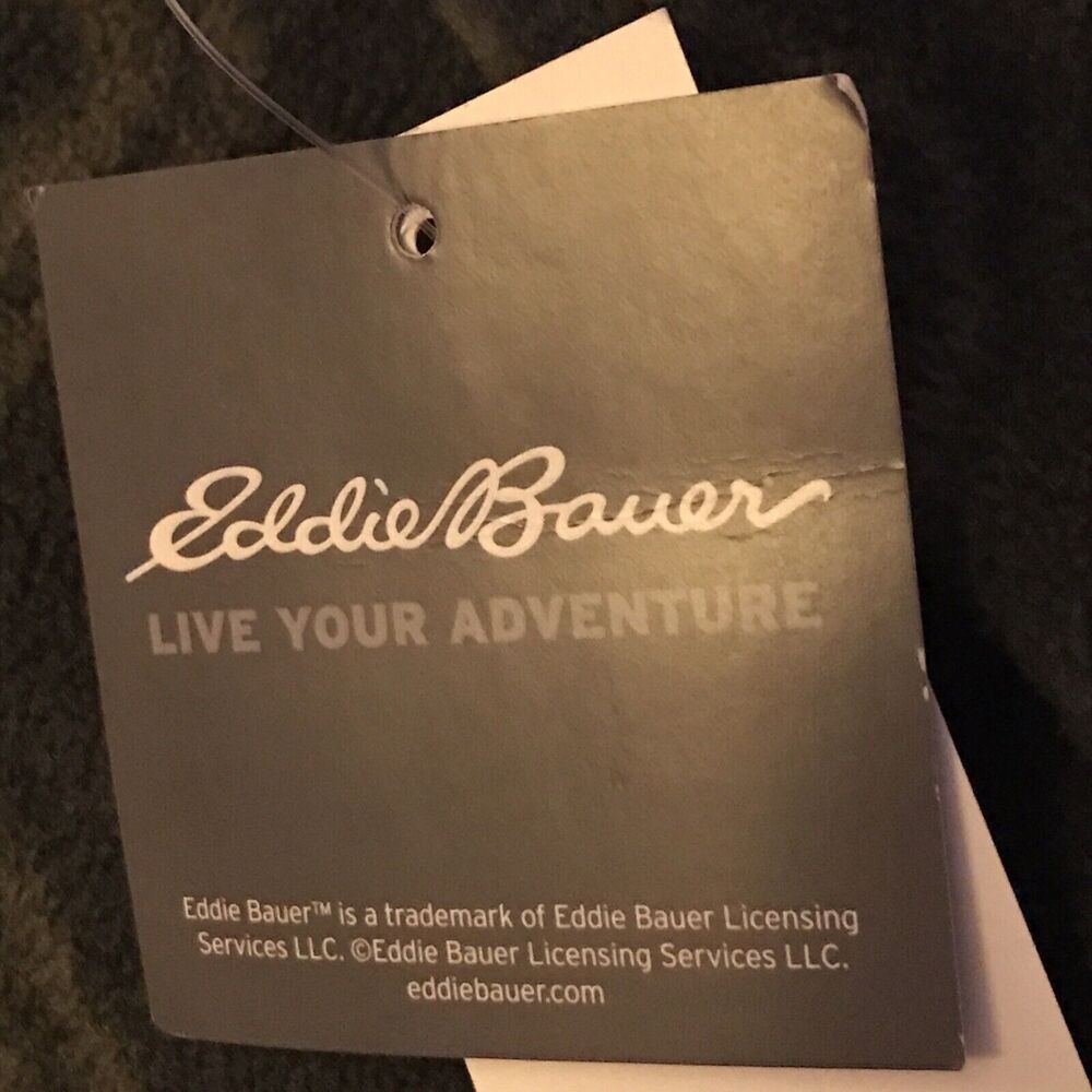 Eddie Bauer 1/4 Button Pullover SZ Large Green Fleece Hiking Outdoors New Men's - Picture 4 of 7